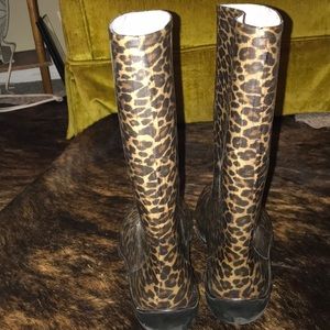 Cheetah print rain boots